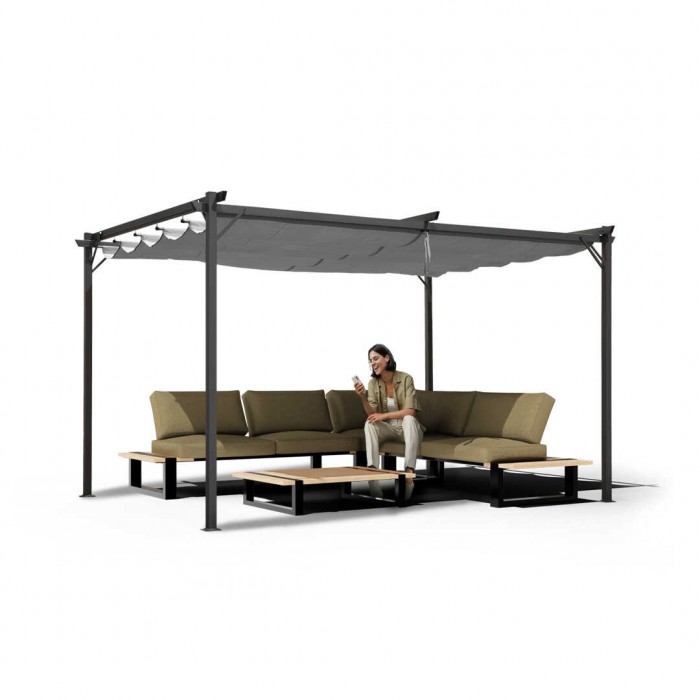 Garten Pergola Pavillon mit einstellbarem Stoffdach - Irda I 2,9x2,9m