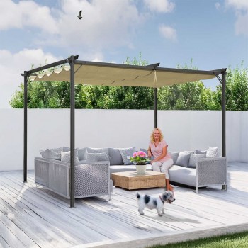 Garten Pergola Pavillon mit einstellbarem Stoffdach - Irda I 2,9x2,9m GRINDI IN THE GARDEN - 6