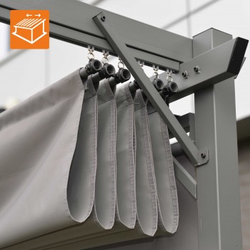 Garten Pergola Pavillon Terrassendach mit einstellbarem Stoffdach - Irda II 2,9x3,9m - Grau GRINDI IN THE GARDEN - 10