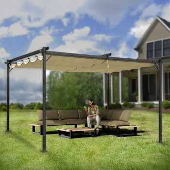 Garten Pergola Pavillon Terrassendach mit einstellbarem Stoffdach - Irda II 2,9x3,9m GRINDI IN THE GARDEN - 7