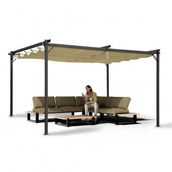 Garten Pergola Pavillon Terrassendach mit einstellbarem Stoffdch - Irda III 4x4m - 961056 GRINDI IN THE GARDEN - 4