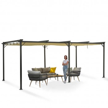 Garten Pergola Pavillon Terrassendach mit einstellbarem Stoffdach - Irda IV 3x6m - 961058 GRINDI IN THE GARDEN - 5