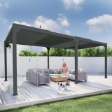 Garten Pergola Pavillon Terrassendach mit aufklappbarem Dach grau - Kea IV 6x4mm GRINDI IN THE GARDEN - 5