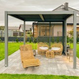 Garten Pergola Pavillon Terrassendach mit aufklappbarem Dach grau - Kea VI 4x4m GRINDI IN THE GARDEN - 6