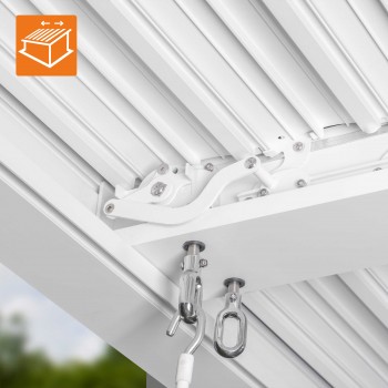 Garten Pergola Pavillon Terrassendach mit aufklappbarem Dach weiss - Kea VI 4x4m GRINDI IN THE GARDEN - 13