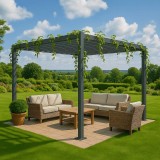 Garten Pergola, Lounge-Pavillon Alu - TASOS I - 3x3m, grau GRINDI - 6