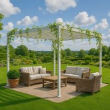 Garten Pergola, Lounge-Pavillon Alu - TASOS I - 3x3m, weiß GRINDI - 5