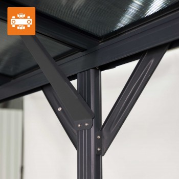 Carport Überdachung Abstellplatz Pavillon ALU 505x300x220 grau - Tilos I GRINDI IN THE GARDEN - 12