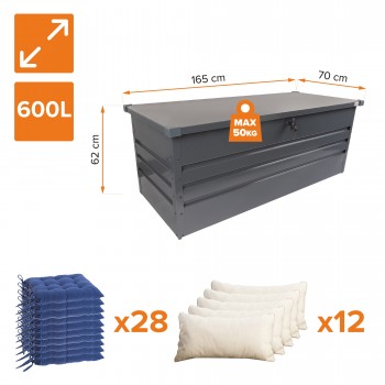 Metall-Gartenbox Kissenbox Auflagenbox 600l - 165x70x62 - Orto II GRINDI IN THE GARDEN - 3