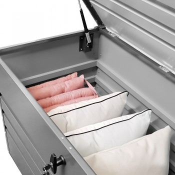 Metall-Gartenbox Kissenbox Auflagenbox Grau 400l - 130x61x62 - Orto GRINDI IN THE GARDEN - 2