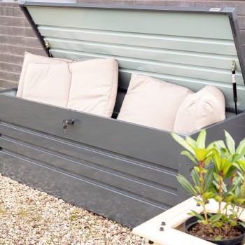 Metall-Gartenbox Kissenbox Auflagenbox 600l grau - 165x70x62 - Orto II GRINDI IN THE GARDEN - 2