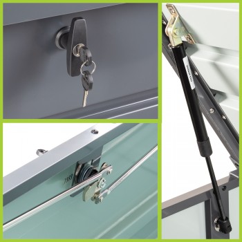 Metall-Gartenbox Kissenbox Auflagenbox 600l grau - 165x70x62 - Orto II GRINDI IN THE GARDEN - 4