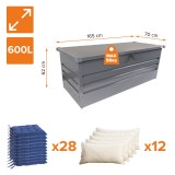 Metall-Gartenbox Kissenbox Auflagenbox 600l grau - 165x70x62 - Orto II GRINDI IN THE GARDEN - 3