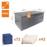 Metall-Gartenbox Kissenbox Auflagenbox 1000l grau - 185x82x75 - Orto III GRINDI IN THE GARDEN - 3