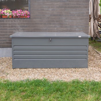 Metall-Gartenbox Kissenbox Auflagenbox 1000l grau - 185x82x75 - Orto III GRINDI IN THE GARDEN - 4