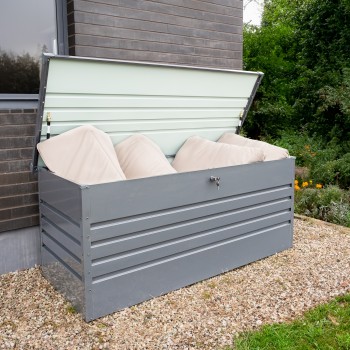 Metall-Gartenbox Kissenbox Auflagenbox 1000l grau - 185x82x75 - Orto III GRINDI IN THE GARDEN - 2