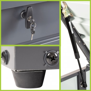 Metall-Gartenbox Kissenbox Auflagenbox 1000l grau - 185x82x75 - Orto III GRINDI IN THE GARDEN - 5