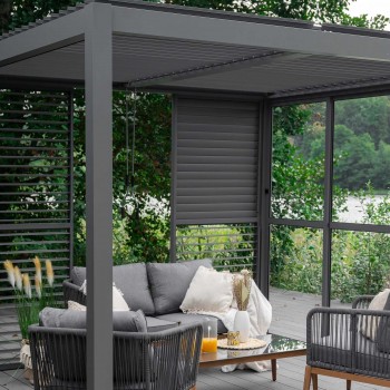 Garten Pergola Pavillon Terrassendach mit aufklappbarem Dach grau - Kea II 3x4m GRINDI IN THE GARDEN - 10