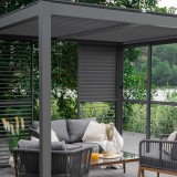 Garten Pergola Pavillon Terrassendach mit aufklappbarem Dach grau - Kea II 3x4m GRINDI IN THE GARDEN - 10