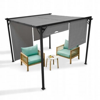 Garten Terrasse Pergola - Stahl - Delos I 2.9x2.9m Grau GRINDI IN THE GARDEN - 2