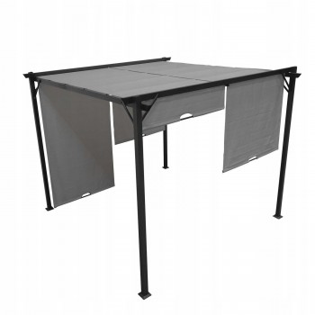 Garten Terrasse Pergola - Stahl - Delos I 2.9x2.9m Grau GRINDI IN THE GARDEN - 1