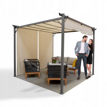 Garten Terrasse Pergola - Stahl - Delos I 2.9x2.9m Beige GRINDI IN THE GARDEN - 2