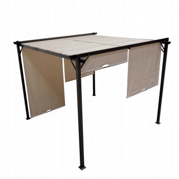 Garten Terrasse Pergola - Stahl - Delos I 2.9x2.9m Beige GRINDI IN THE GARDEN - 1