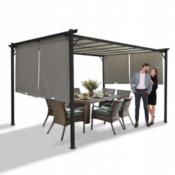 Garten Terrasse Pergola - Stahl - Delos II 2,9x3,9 m - Grau GRINDI IN THE GARDEN - 2