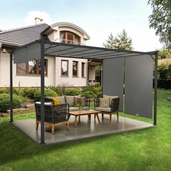 Garten Terrasse Pergola - Stahl - Delos II 2,9x3,9 m - Grau GRINDI IN THE GARDEN - 6