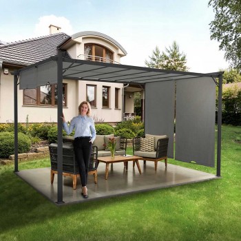 Garten Terrasse Pergola - Stahl - Delos II 2,9x3,9 m - Grau GRINDI IN THE GARDEN - 7