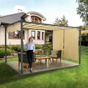 Garten Terrasse Pergola - Stahl - Delos II 2.9x3.9m beige GRINDI IN THE GARDEN - 5
