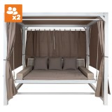 Doppel-Gartenliege mit Sonnendach, Lounge-Pavillon, Gartenschaukel - Sumba I - 236x180x210 braun GRINDI - 3
