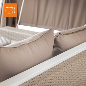 Doppel-Gartenliege mit Sonnendach, Lounge-Pavillon, Gartenschaukel - Sumba I - 236x180x210 braun GRINDI - 5