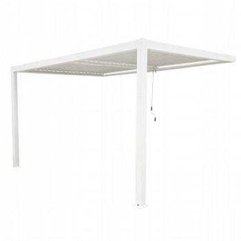 Terrassenpergola aus Aluminium für Wandmontage, weiß - Kea VII 4x3m GRINDI IN THE GARDEN - 1