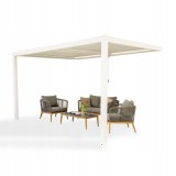 Terrassenpergola aus Aluminium für Wandmontage, weiß - Kea VII 4x3m GRINDI IN THE GARDEN - 2