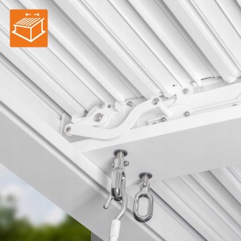 Terrassenpergola aus Aluminium für Wandmontage, weiß - Kea VII 4x3m GRINDI IN THE GARDEN - 8