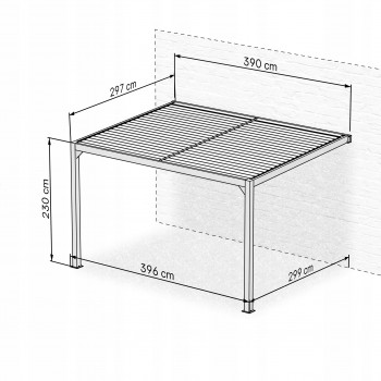 Terrassenpergola aus Aluminium, Wandmontiert, Grau - Kea VII 4x3m GRINDI IN THE GARDEN - 3