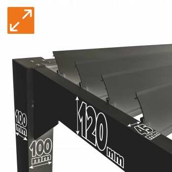 Terrassenpergola aus Aluminium, Wandmontiert, Grau - Kea VII 4x3m GRINDI IN THE GARDEN - 5