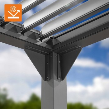 Terrassenpergola aus Aluminium, Wandmontiert, Grau - Kea VII 4x3m GRINDI IN THE GARDEN - 9
