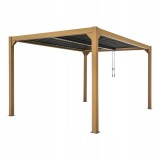 Terrassenpergola, Holzimitation, Aluminium mit Öffnungsdach - Kea II 3x4m GRINDI IN THE GARDEN - 1