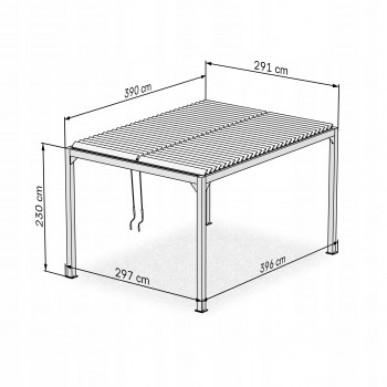 Terrassenpergola, Holzimitation, Aluminium mit Öffnungsdach - Kea II 3x4m GRINDI IN THE GARDEN - 3