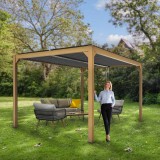 Terrassenpergola, Holzimitation, Aluminium mit Öffnungsdach - Kea II 3x4m GRINDI IN THE GARDEN - 5