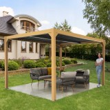 Terrassenpergola, Holzimitation, Aluminium mit Öffnungsdach - Kea II 3x4m GRINDI IN THE GARDEN - 6