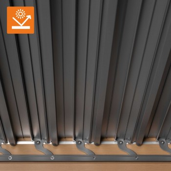 Terrassenpergola, Holzimitation, Aluminium mit Öffnungsdach - Kea II 3x4m GRINDI IN THE GARDEN - 9