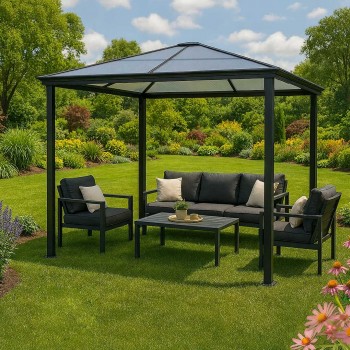 Garten Pergola Pavillon Terrassendach ALU- Libra I 3x3m GRINDI IN THE GARDEN - 5