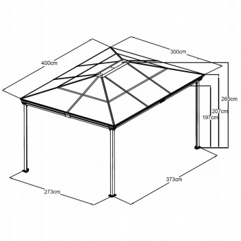 Garten Pergola Pavillon Terrassendach ALU - Libra II 4x3m GRINDI IN THE GARDEN - 3