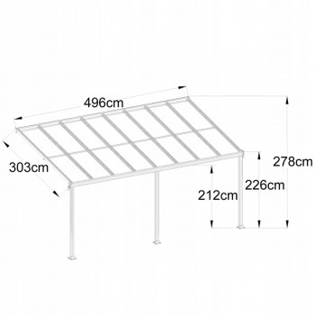 Garten Pergola Pavillon Terrassendach Wandpergola - Nea III 5x3m GRINDI - 3