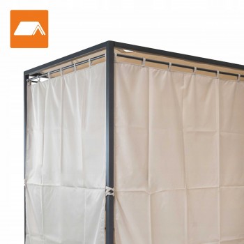 Doppel-Gartenliege mit Sonnendach, Lounge-Pavillon, Gartenschaukel - Kayan I - 207x147x205 beige GRINDI - 6