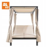 Doppel-Gartenliege mit Sonnendach, Lounge-Pavillon, Gartenschaukel - Kayan I - 207x147x205 beige GRINDI - 3