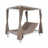 Doppel-Gartenliege mit Sonnendach, Lounge-Pavillon, Gartenschaukel - Kayan I - 207x147x205 braun GRINDI - 2